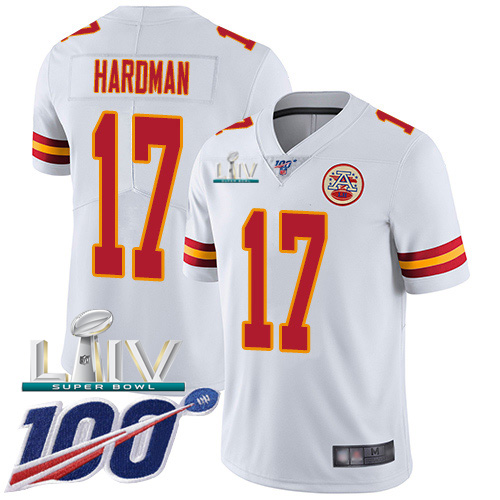 Kansas City Chiefs Nike #17 Mecole Hardman White Super Bowl LIV 2020 Men Stitched NFL 100th Season Vapor Untouchable Limited Jersey->youth nfl jersey->Youth Jersey